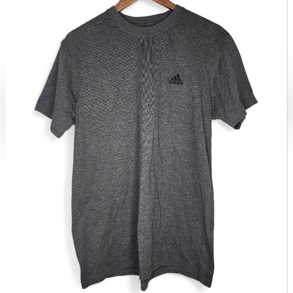Adidas Logo Crew-Neck T-Shirt in Heather Charcoal Size L